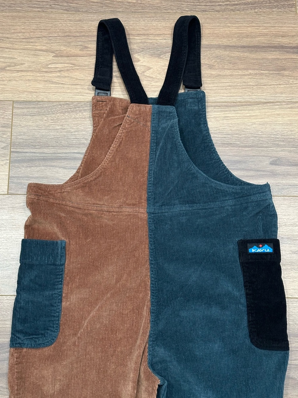 Kavu San Juan Corduroy Overalls in Dusk Bay Teal Blue/Brown/Black Size Large - Picture 8 of 11